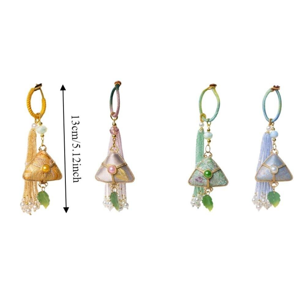 Chinese Style Dragon Boat Festival Pendant with Tassel Traditional Zongzi Doll Pendant Triangular Backpack Pendant