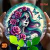 8x8 Inch 2D Flat Sugar Skull Skeleton Wreath Floral Dia De Los Muertos Wall Hanging Outdoor Decor