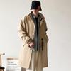 JEEP SPIRIT Men's Japanese Style Drawstring Mid-Length Trench Coat