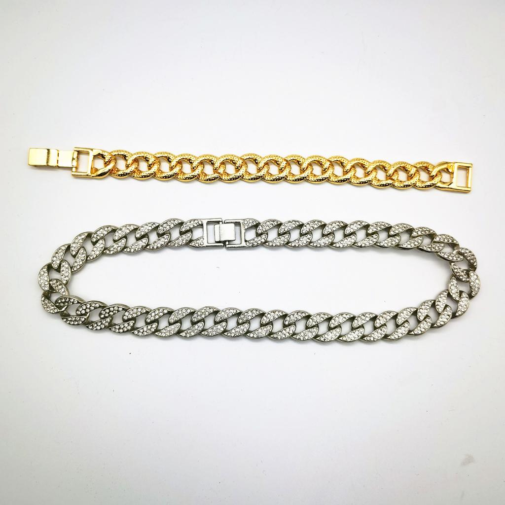 European and American Hip-hop Men's 15mm Flat and Simple Cuban Necklace, Trendy Light Luxury Men's Accessories