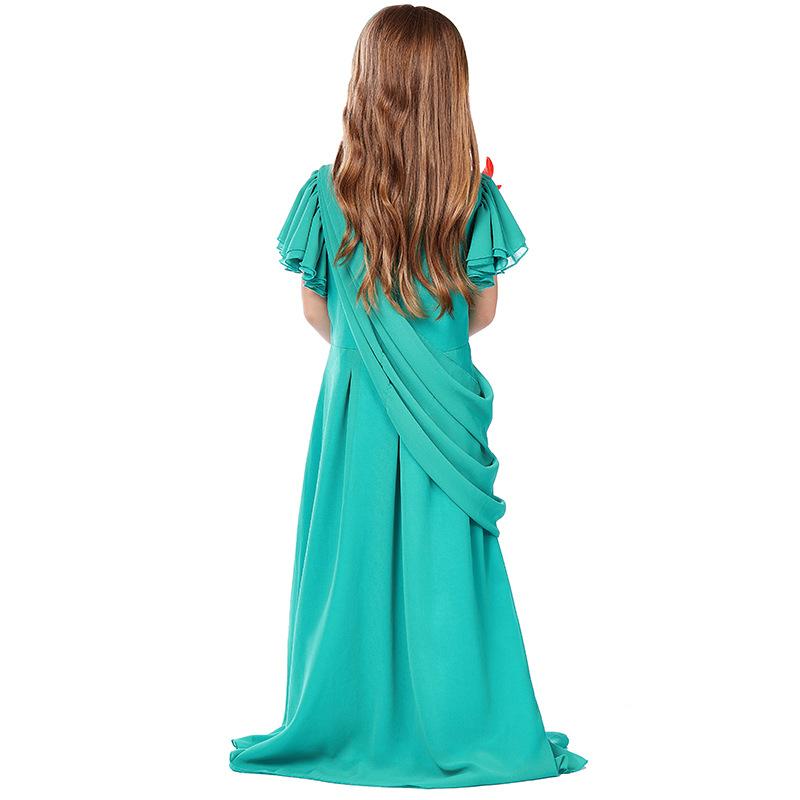 Kinder Mädchen Antike Römische Göttin Freiheitsstatue Kleid Robe Hut Set Kinder Halloween Cosplay Kostüme Kindergarten Aufführung Rollenspiel Outfit