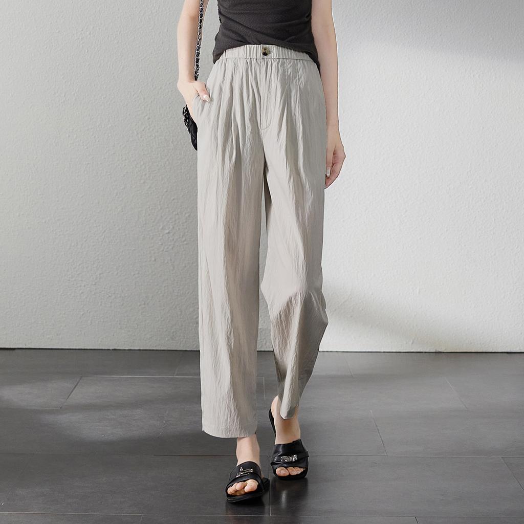 Wrinkle Feel Lyocell Thin Haren Pants Women's 2025 Summer Fashion Loose and Versatile Show Thin Casual Pants