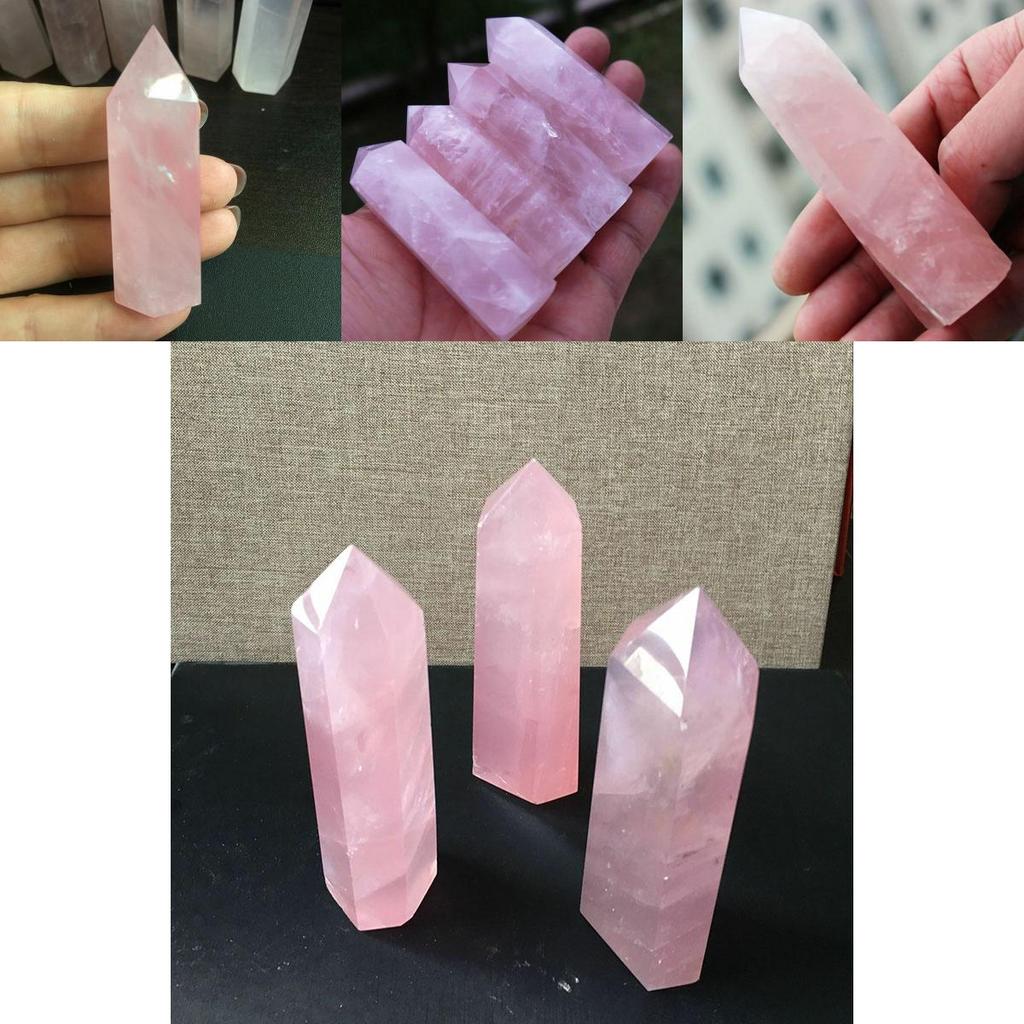 Elegant Pink Natural Rock Rose Quartz Crystal Point Healing Stone Obelisk Wand For Natural Health