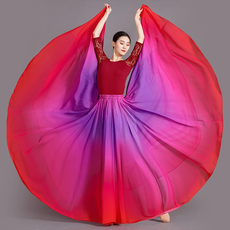 Xinjiang Meisjes Moderne Dans Chiffon Rok - 720 Graden Draai Oefen Kostuum