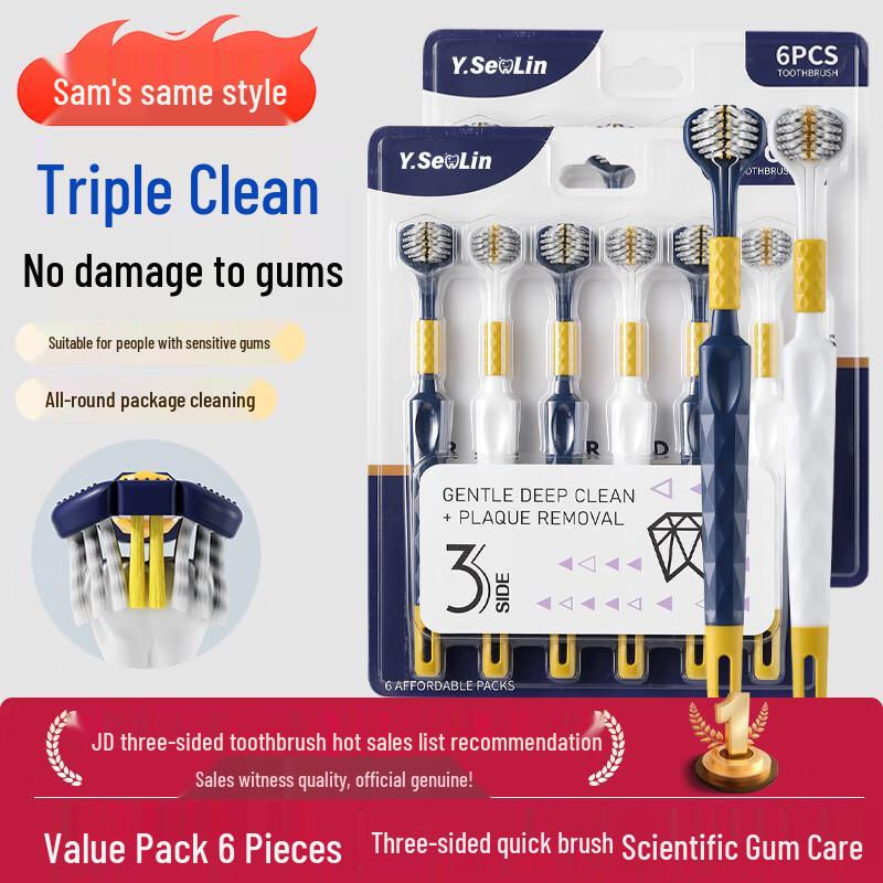 Triple Clean 3-Sided Soft Bristle Adult Toothbrush (6-Pack)