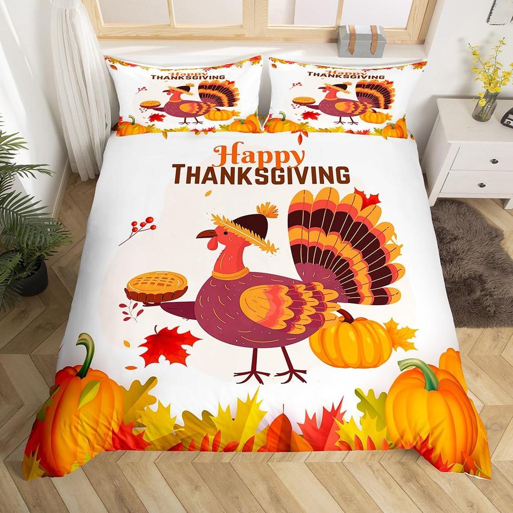 Turkey Duvet Covers for Kids Boys Girls Quilt Covers Queen Lightweight Down Room Decor 2 Pillowcases 1 Duvet Cover No Comforter