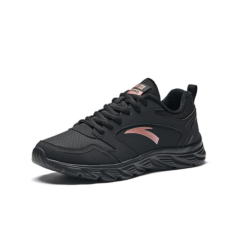 Anta Comfortable Simple Fleece Non-Slip Wear-Resistant Warm Low-Top Casual Running Shoes Women Sneaker Black 922445525-2