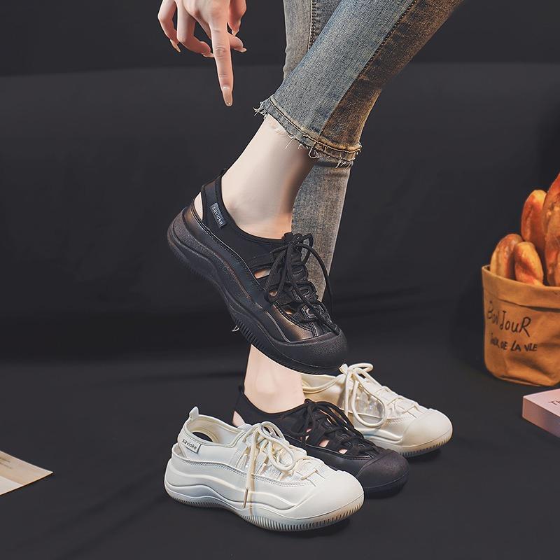 Baotou sports sandals women's summer new casual hollow little white shoes platform beach sandals women