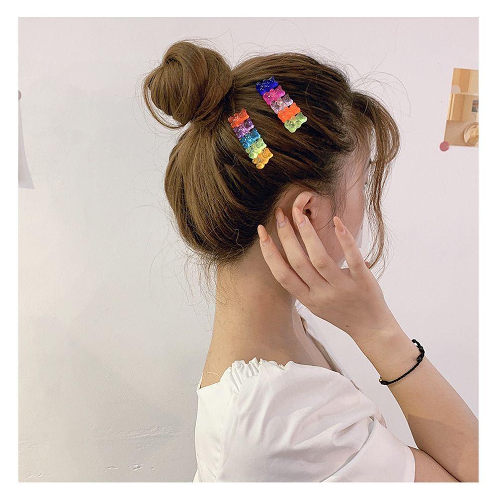Hair Accessories Girls Women Duckbill Candy Color Colorful Hair Clip Barrette Jelly Bear Hairpin