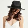 Straw Hat Ladies Summer Beach Sun Hat Wide Brim Fedora, Black