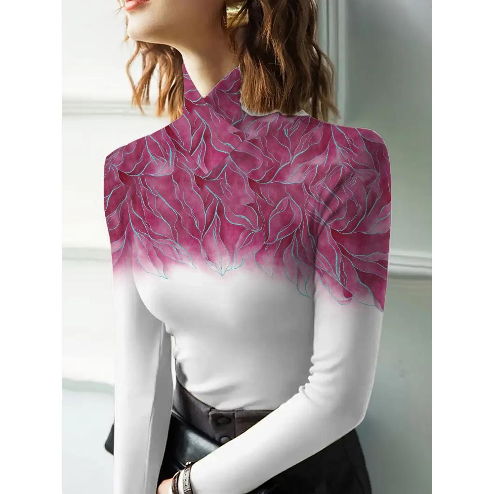 Women's Cheongsam Collar Long-sleeved T-shirt, Suitable for Women, Regular Version, Spring and Autumn Series
