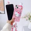 For Samsung Galaxy A17 A07 A16 A06 A26 A56 A04E A05 A05s A15 A25 A35 A55 Cake Kitty Case With Holder Rope