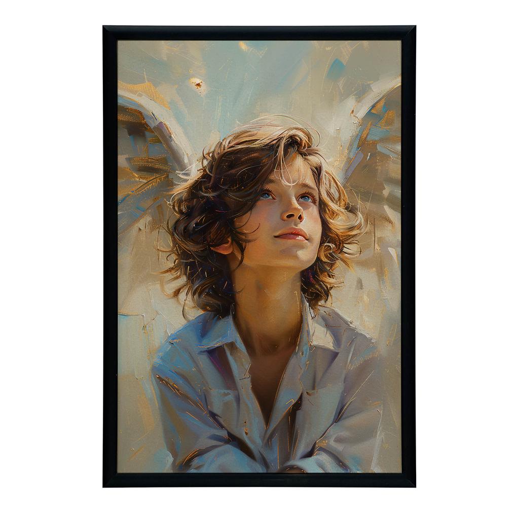 Plakat Niebiański Chłopiec Plakat Niebiański Chłopiec, 30X40 Cm, Rama Drewniana Ciemny Brąz, Papier Matowy 230 Gsm