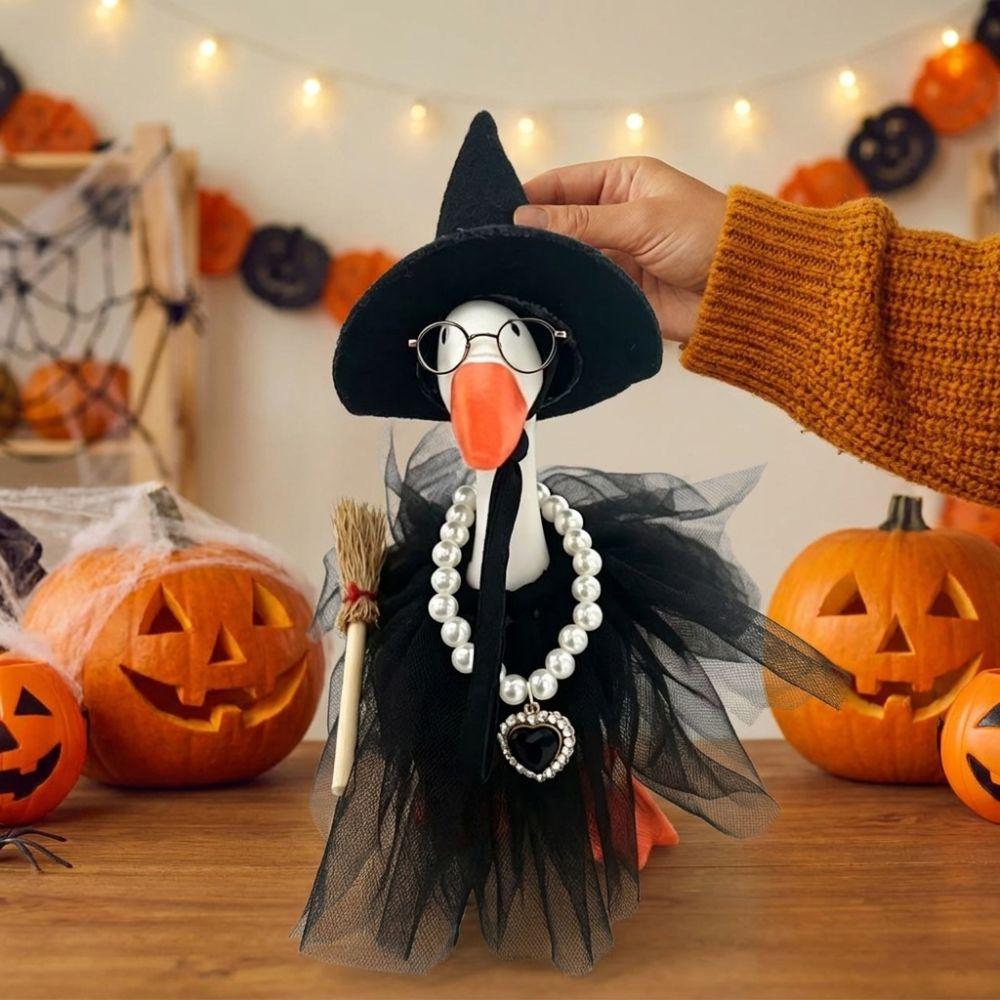 Dark Style Goose Witch Dress Up Costume Porch Goose Witch Scene Prop Halloween Party