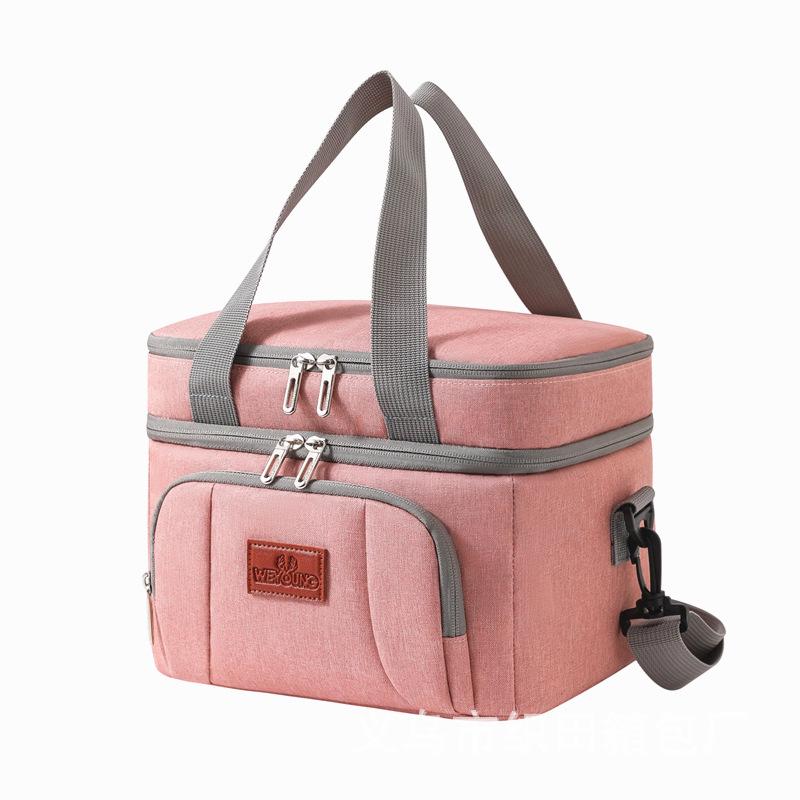 Double-Layer Insulated Picnic Bag - Large, Single Shoulder, Waterproof, Heat-Pressed, Fresh-Keeping, Outdoor Handheld.