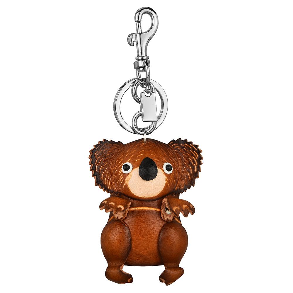 Handgefertigter Leder-Tier-Schlüsselanhänger, Koala Elefant Stil Taschenanhänger, Vintage pflanzlich gegerbte Leder Schmuck Accessoires