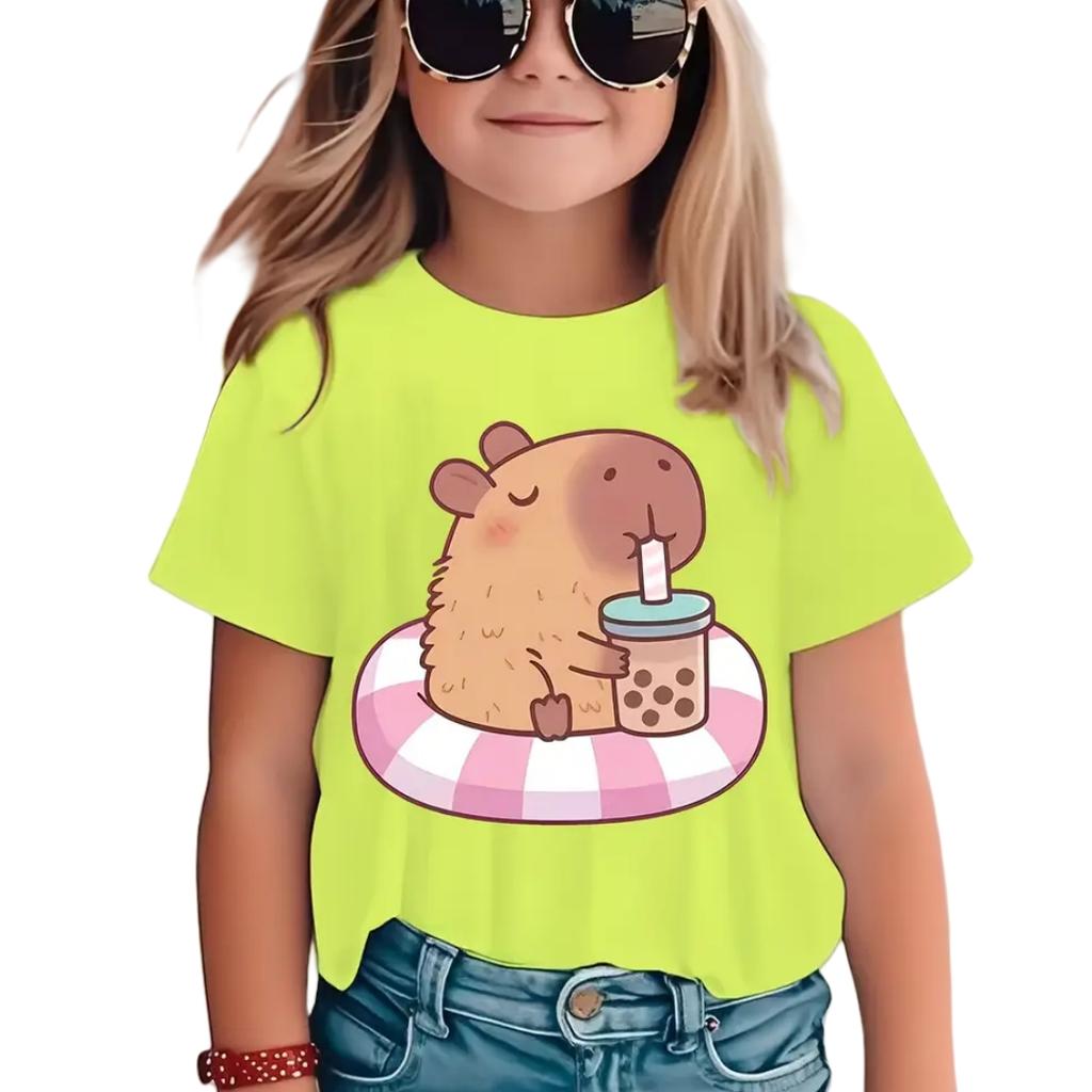 New T-Shirt for Girls Cartoon Tops Short Sleeve Top Girls Clothes 5 To 6 Years Boys Tshirt Tees Fashion Kawaii Children T-Shirt