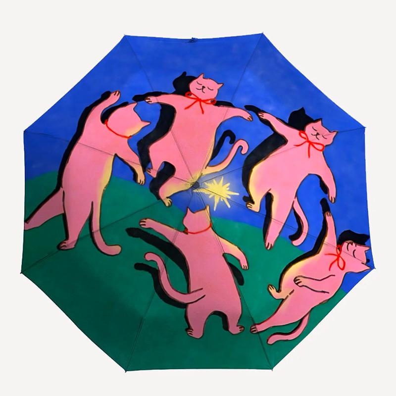 

1pc Cat Party Automatic Open, Sturdy Iron Frame, Compact Folding Design, All-Season Portable Umbrella for Women & Men, Outdoor Umbrella yy25