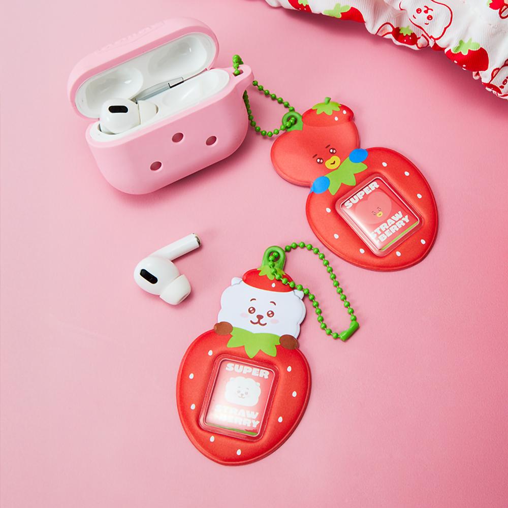 BT21 RJ Strawberry Party Mini Photo Holder Keyring