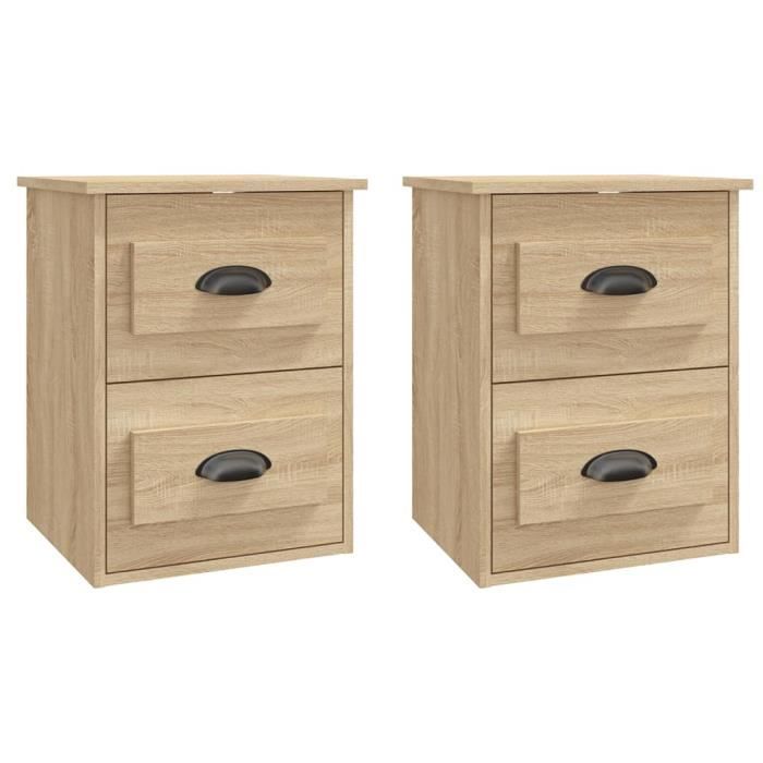 VidaXL Tables de chevet murales 2 pcs chêne sonoma 41,5x36x53 cm 816399