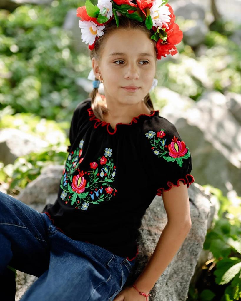 Girls’ Embroidered Short Sleeve Shirt – Lightweight & Festive Look, Summer, 6366-015-22 HC