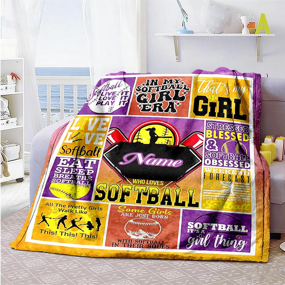Ball11 Personalized Text Blanket Cozy Customizable Blanket Durable Comfort for Office Bedding Bed Livingroom Ideal for All Seasons