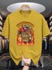 Unisex Crew Neck Tee Firefighter Retro Flame Art Cartoon Print Soft Cotton Loose Short Sleeve Summer Casual Male Streetwear Tops