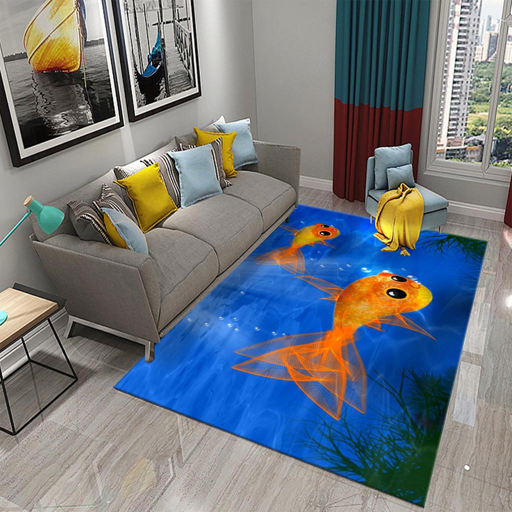 Living Room Kitchen Bedroom Entrance Rug Home Gift Cute Dreamy Goldfish Rug Bathroom Non-Slip Rug Mat