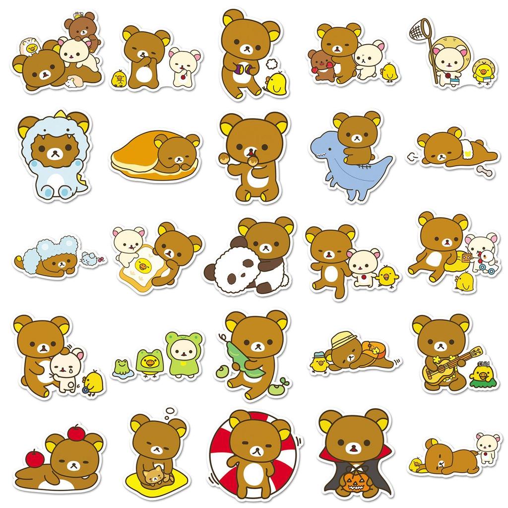 50 Blatt Rilakkuma Cartoon Aufkleber: Süße Dekoration für Handyhüllen, Trinkbecher und Computer