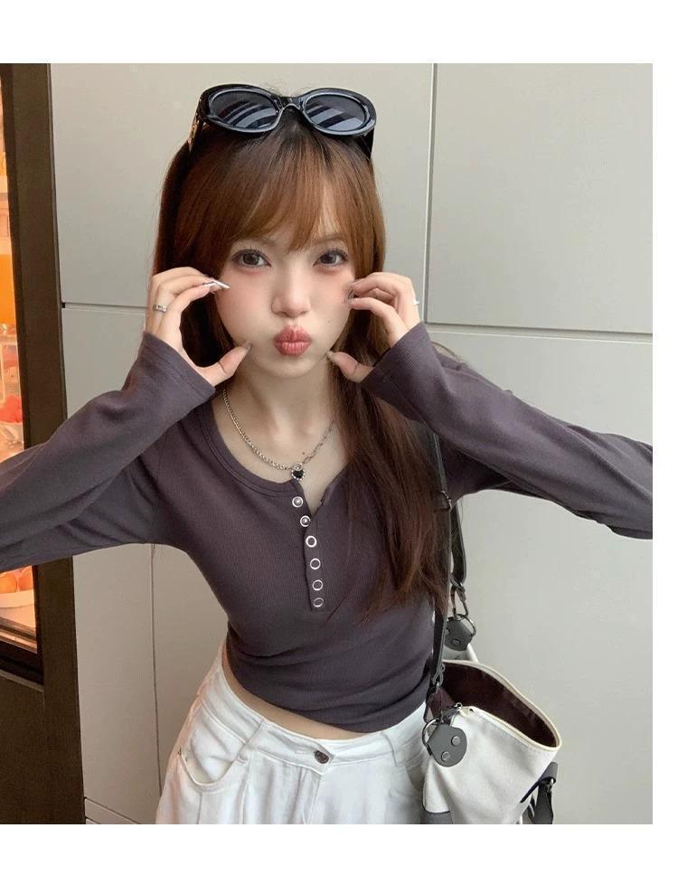 2026 Early Autumn Slimming Long Sleeve T-Shirt for Students