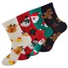 2024 Autumn/Winter Women's Mid-Tube Christmas Socks - Cute Cartoon Snowman & Elk Design, Festive Big Red Socks
