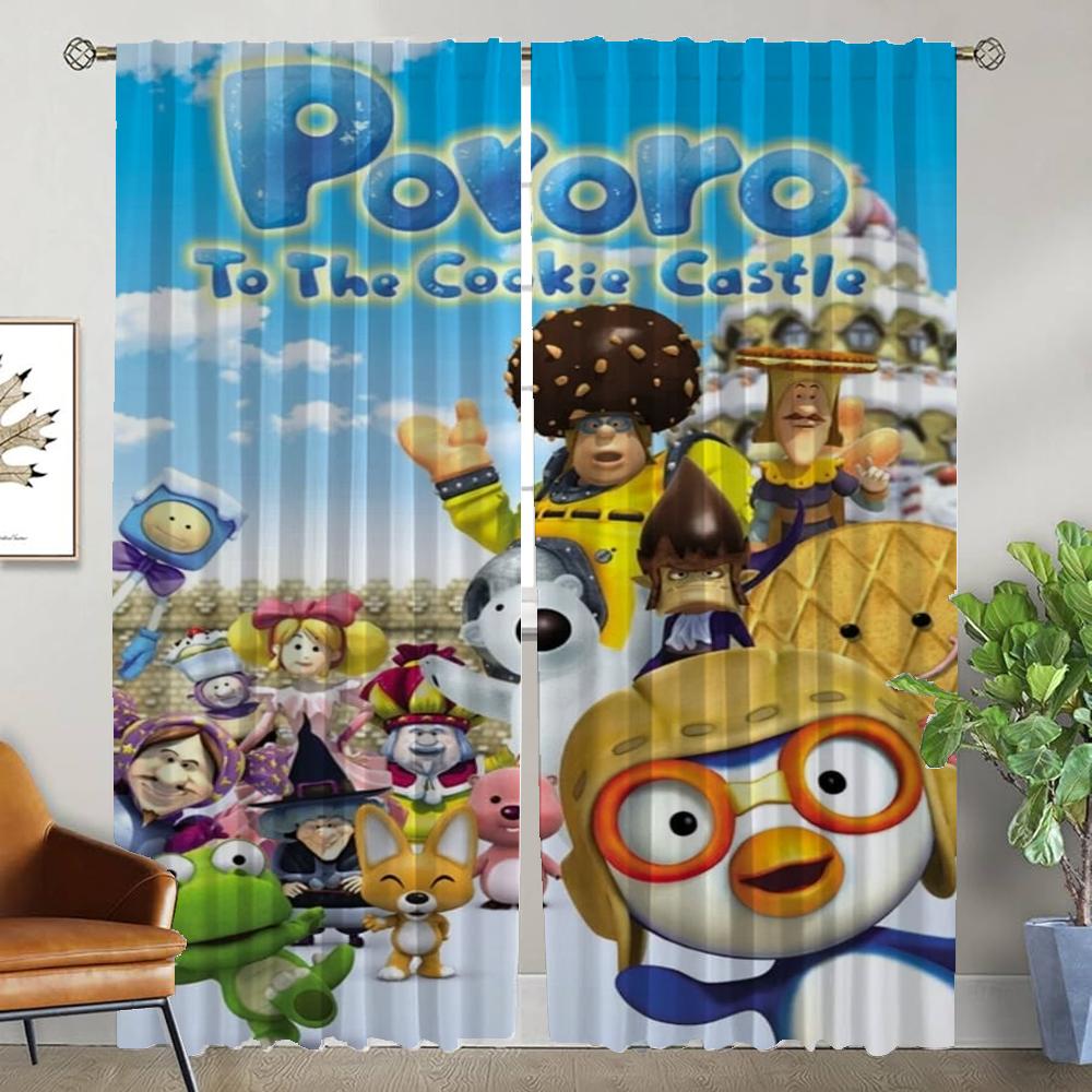 Verdunkelungsvorhang für Zimmer 2 Paneele Pororos Elegante Raumvorhänge Trennwände Jalousien Halloween Dekoration Tüll für Schlafzimmer Wohnzimmer