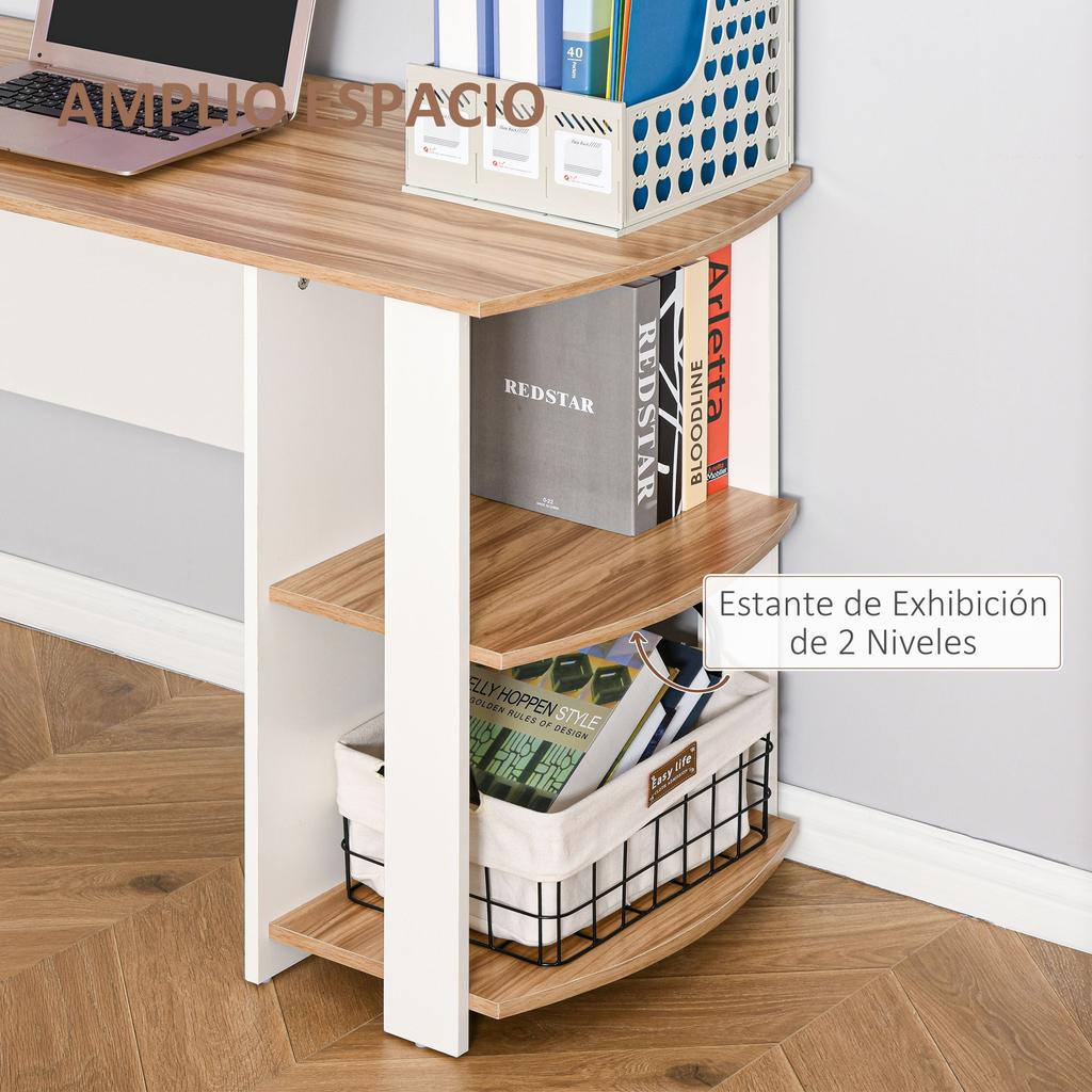 Computer Desk, Corner L Shape, Shelves, 136 x 130 x 72 cm, Wood