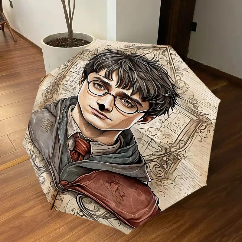 1PC Harry Potter Umbrella-8-Rib Reinforced, Automatic Open, Lightweight & Durable, Cute Fashion Accessory for Outdoor, D2695