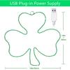 1 Set Lighted Window Decoration for St. Patrick's Day, 15.8 Inch 40 LED Irish Green Clover Shamrock Shaped LED with Iron Frame, Battery Operated