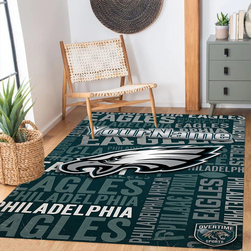Philadelphia Eagles Customize Text Area Rug Perfect For Entryway Playrooms Hallway Game Room Antislip Rug Decorate Offices