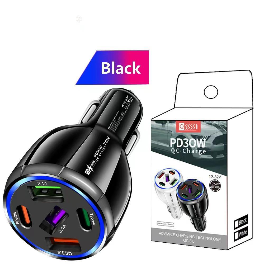 Fast Charging Car Charger - 3 USB Ports + 2 PD, CE FCC RoHS UL Certified