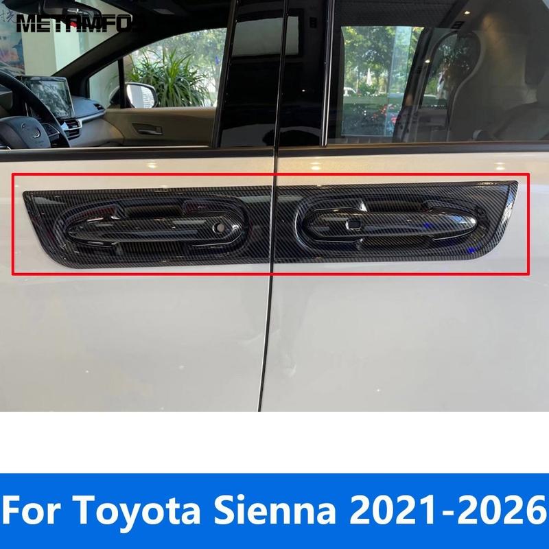 For Toyota Sienna -2025 2026 Carbon Fiber Side Door Handle Bowl Cover Trim Protection Cap Exterior Accessories Car Styling