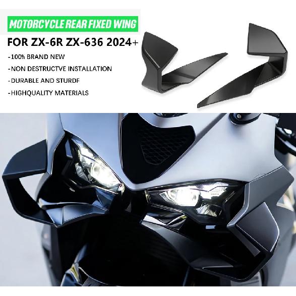 For Kawasaki ZX6R ZX-6R 2024 2025 2026 New Motorcycle Front Spoiler Front lip fixed wing Fairing Fixed Wing Aerodynamic Wing