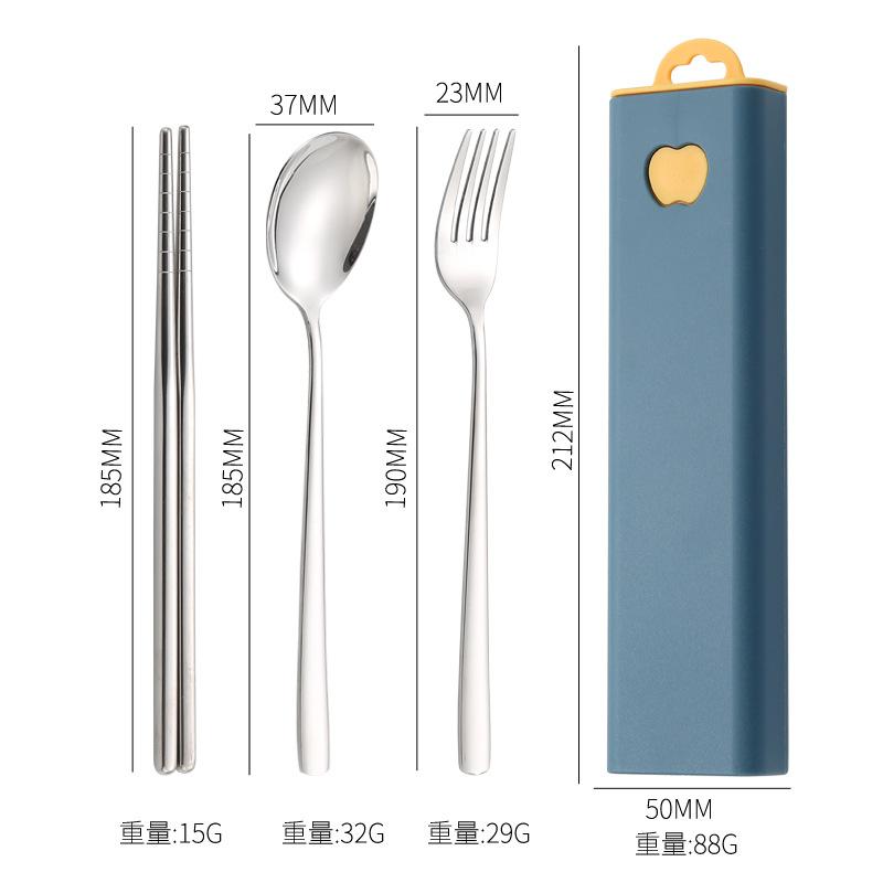 Korean 304 Stainless Steel Portable Tableware Three-piece Set Tableware Fork Spoon Chopstick Set