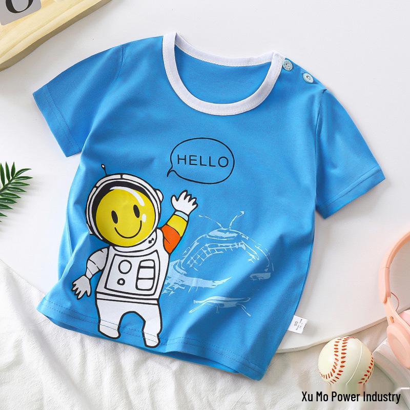 Kids' Cartoon Short Sleeve T-Shirt: Korean Style for Boys and Girls