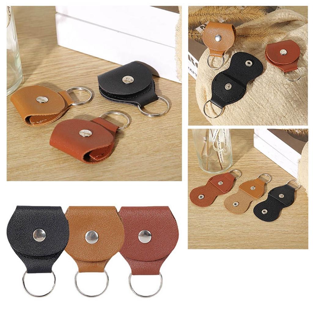 PU Leather Guitar Pick Holder Keychain Clip Durable Portable Pick Storage Case with Metal Key Ring for Easy Access and Secure Carry