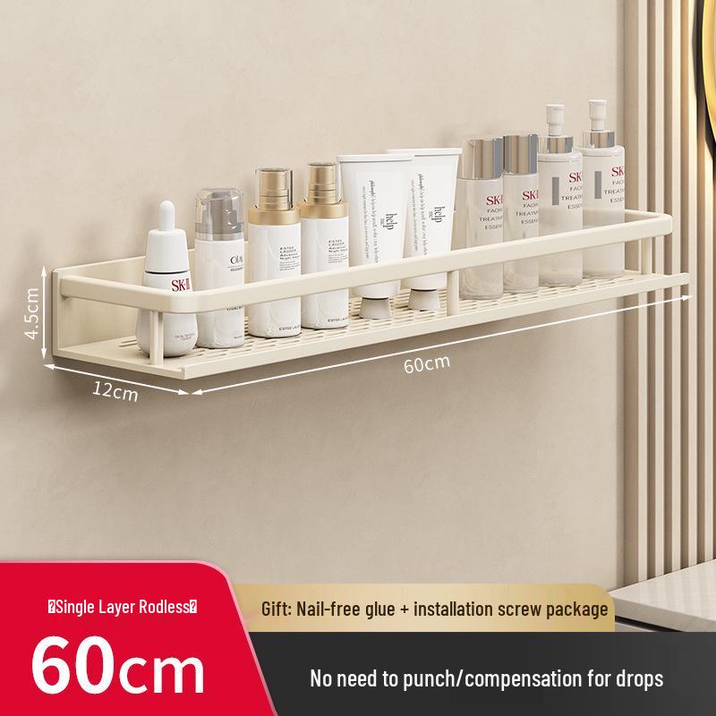 Luxury Wall-Mounted Bathroom Shelf with No-Punch Storage Rods