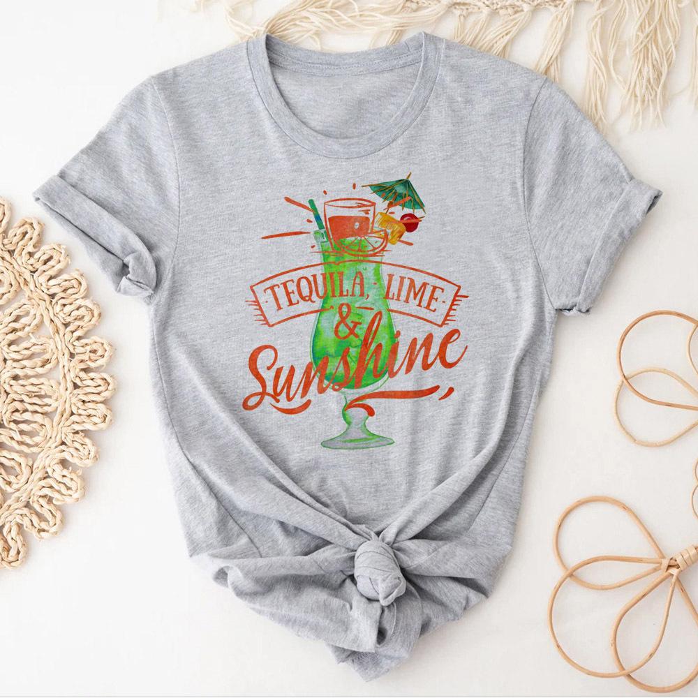Tequila Lime And Sunshine Shirt Female Pop Culture Streetwear Top Tees Kawaii Graphic Breathable Gothic Colorful Trendy