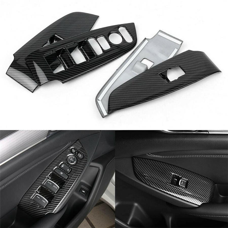 4Pcs Carbon Fiber Look Window Switch Panel Cover Trim For Honda Accord 2018-2021