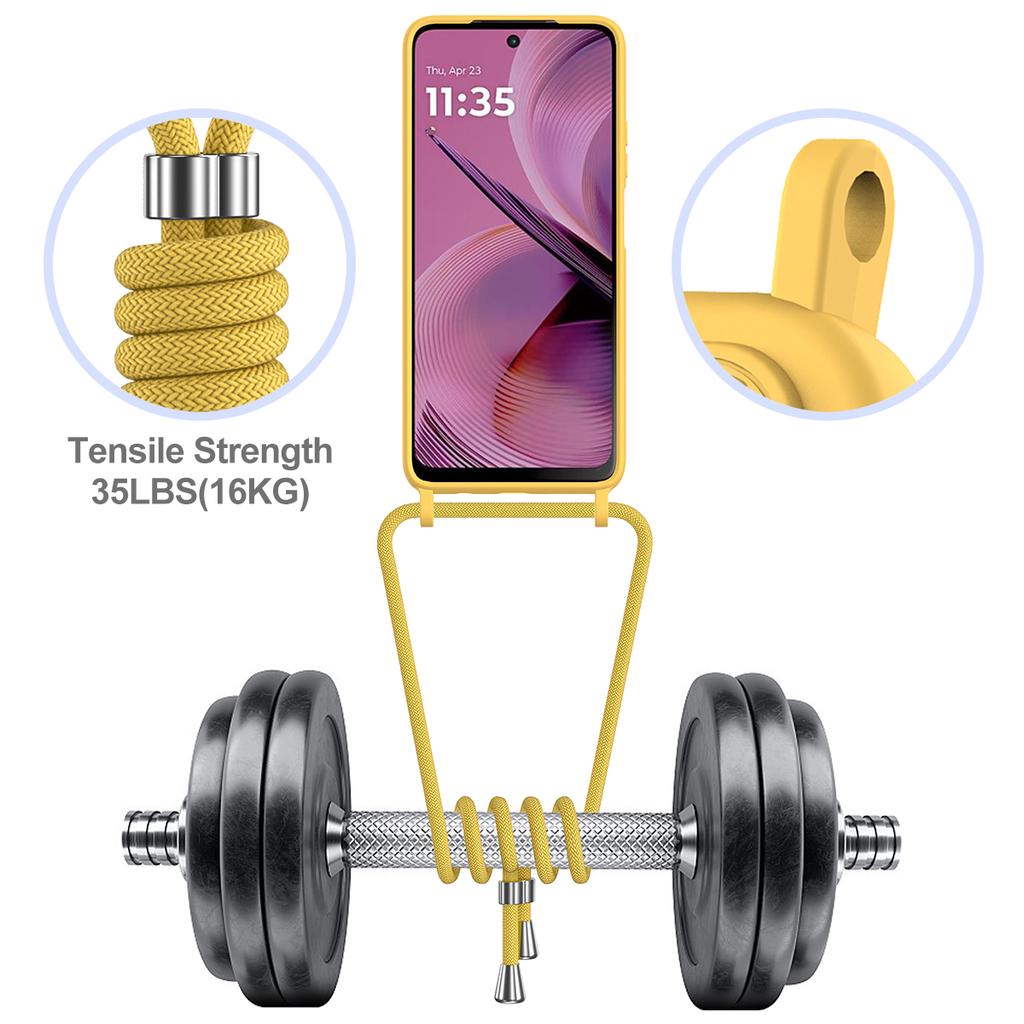 For Motorola Moto G55 5G Case Liquid Silicone Card Holder Back Phone Cover with Lanyard
