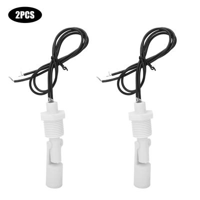 2Pcs Water Level Sensor Switch White PP Plastic Liquid Float Switch 12in Thread NPT DC0110V