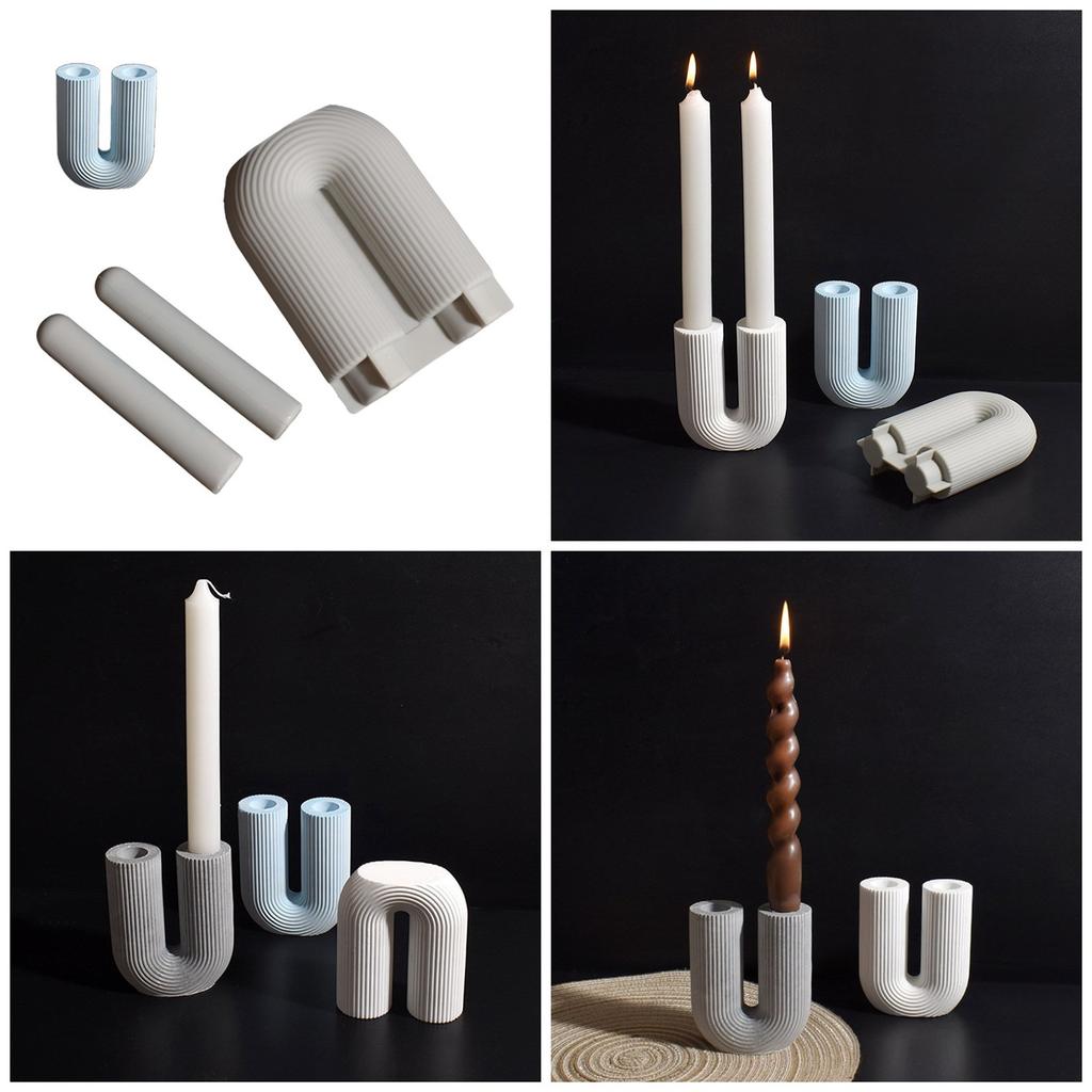 High Quality Silicone Mold For Creating Unique Geometric Striped U Shaped Candle Holders Perfect For Special Occasions