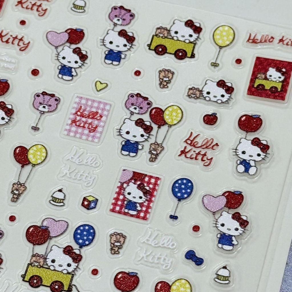 Hello Kitty Embossed Nail Art Stickers: Cute Cartoon Adhesive for DIY Nails, Cameras, and Water Cups