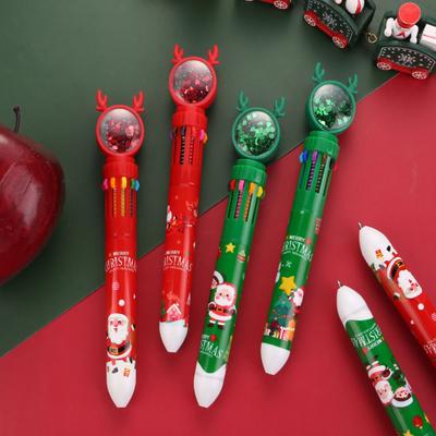 1/2/4Pcs Christmas Glitter Ballpoint Pens Santa Claus Reindeer Xmas Tree Festive Decompression Design Ink Pens Writing Tool